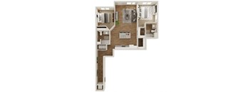 1,078 SF Two Bedroom Floor Plan at The Boulevard Apartments in Joplin, MO