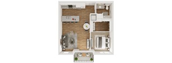 755 SF One Bedroom Floor Plan at The Boulevard Apartments in Joplin, MO