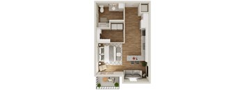 571 SF Studio Floor Plan at The Boulevard Apartments in Joplin, MO
