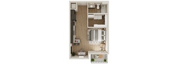 569 SF Studio Floor Plan at The Boulevard Apartments in Joplin, MO