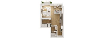 523 SF Studio Floor Plan at The Boulevard Apartments in Joplin, MO