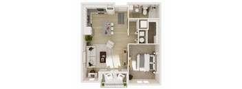 768 SF one bed one bath floor plan at The Brink at Ridgeview in Plattsmouth, NE