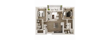 1,089 SF two bed two bath floor plan at The Brink at Ridgeview in Plattsmouth, NE