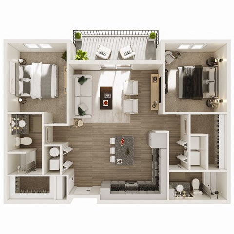 1,089 SF two bed two bath floor plan at The Brink at Ridgeview in Plattsmouth, NE