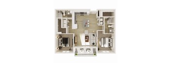 1,063 SF two bed two bath floor plan at The Brink at Ridgeview in Plattsmouth, NE