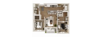 1,118 SF two bed two bath floor plan at The Brink at Ridgeview in Plattsmouth, NE