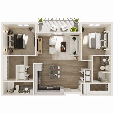 1349 SF two bed two bath floor plan at The Brink at Ridgeview in Plattsmouth, NE