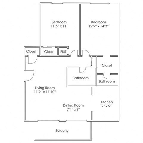 900 SF Two Bedroom Apartment at Cimarron Hills in Omaha, NE