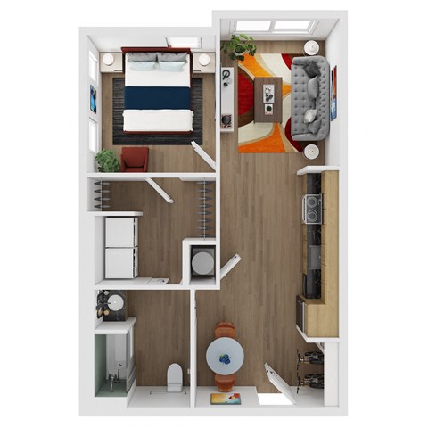 595 One Bed One Bath Good Vibration Floor Plan at Coler Crossing in Bentonville, AR