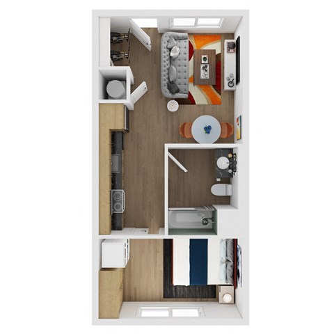 450 SF One Bed One Bath - Lorax Floor Plan at Coler Crossing in Bentonville, AR