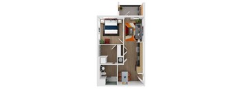 596 SF One Bed One Bath Slingshot Floor Plan at Coler Crossing in Bentonville, AR