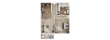750 SF One Bedroom Floor Plan at Country Club Apartments in Sioux City, IA
