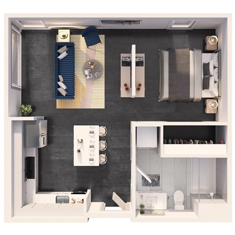 Studio Deluxe Floor Plan at Crystal Flats in Bentonville, AR