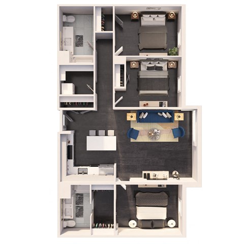 Three Bedroom Plus Floor Plan at Crystal Flats in Bentonville, AR