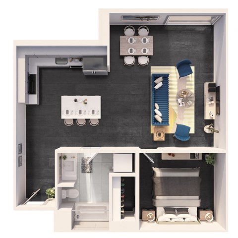 One Bedroom Deluxe Floor Plan at Crystal Flats in Bentonville, AR