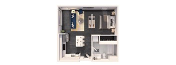 Deluxe Core Housing Studio Floor Plan at Crystal Flats in Bentonville, AR