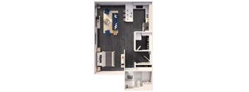 Studio Premium Floor Plan at Crystal Flats in Bentonville, AR