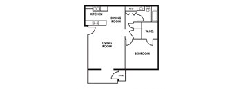 801 SF One Bedroom Floor Plan at Deer Park in Council Bluffs, IA