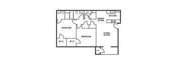 1039 SF Two Bedroom Floor Plan at Deer Park in Council Bluffs, IA