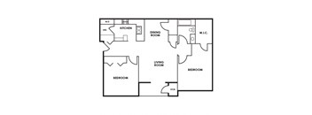 1126 SF Two Bedroom Floor Plan at Deer Park in Council Bluffs, IA