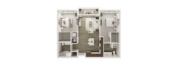 Two Bed Two Bath 1,064 SF Floor Plan at Echo Park in Omaha, NE