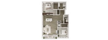 Two Bed Two Bath 1,264 SF Floor Plan at Echo Park in Omaha, NE