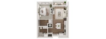 One Bed One Bath 641 SF Floor Plan at Echo Park in Omaha, NE