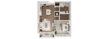 One Bed One Bath 693 SF Floor Plan at Echo Park in Omaha, NE