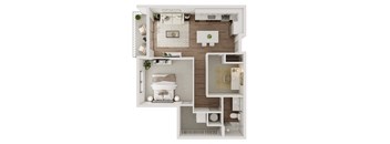 One Bed One Bath 839 SF Floor Plan at Echo Park in Omaha, NE