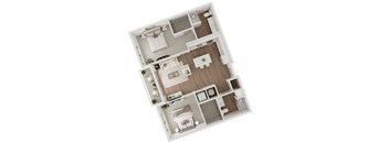 Two Bed Two Bath 1,003 SF Floor Plan at Echo Park in Omaha, NE