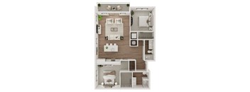 Two Bed Two Bath 1,197 SF Floor Plan at Echo Park in Omaha, NE