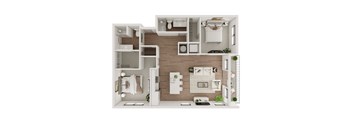 Two Bed Two Bath 1,256 SF Floor Plan at Echo Park in Omaha, NE