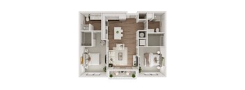 Two Bed Two Bath 997 SF Floor Plan at Echo Park in Omaha, NE