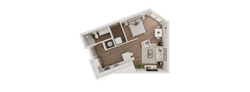 Studio One Bath 650 SF Floor Plan at Echo Park in Omaha, NE