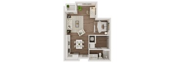 Studio One Bath 597 SF Floor Plan at Echo Park in Omaha, NE