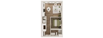587 SF Studio Floor Plan at Fireside at Waukee in Waukee, IA