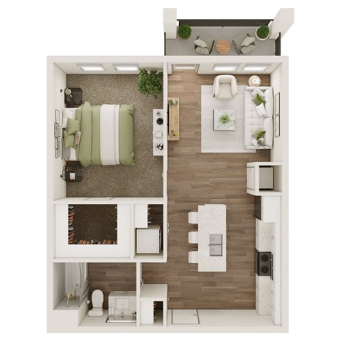 682 SF One Bedroom Floor Plan at Fireside at Waukee in Waukee, IA