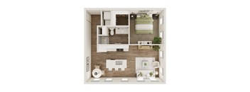 728 SF One Bedroom Floor Plan at Fireside at Waukee in Waukee, IA