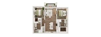 984 SF Two Bedroom Floor Plan at Fireside at Waukee in Waukee, IA