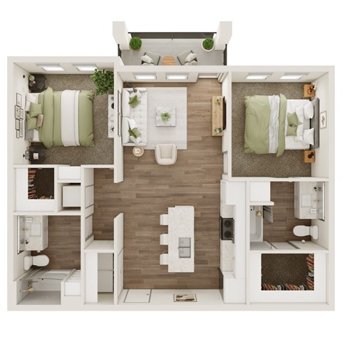 984 SF Two Bedroom Floor Plan at Fireside at Waukee in Waukee, IA