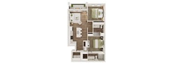 994 SF Two Bedroom Floor Plan at Fireside at Waukee in Waukee, IA
