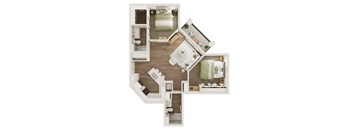 1,086 SF Two Bedroom Floor Plan at Fireside at Waukee in Waukee, IA