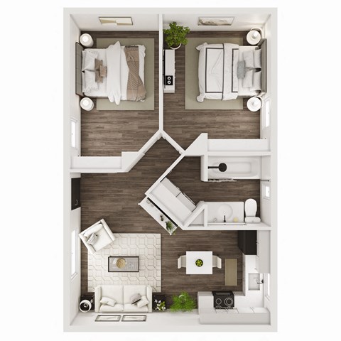 644 SF Two Bed One Bath at The Grove on Berry in Springdale, AR