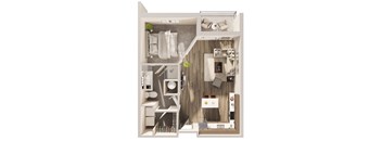 One bedroom floor plan, Potter at Hanover Flats in Omaha, NE