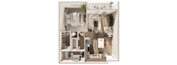 One bedroom floor plan, Reagan at Hanover Flats in Omaha, NE