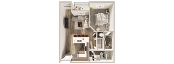 One bedroom floor plan, Girard at Hanover Flats in Omaha, NE