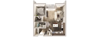 One bedroom floor plan, Elm at Hanover Flats in Omaha, NE