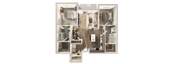 Two bedroom floor plan, Stark at Hanover Flats in Omaha, NE