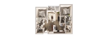 Two bedroom floor plan, Molley at Hanover Flats in Omaha, NE