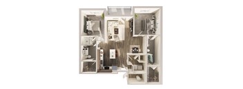Two bedroom floor plan, Starlite at Hanover Flats in Omaha, NE
